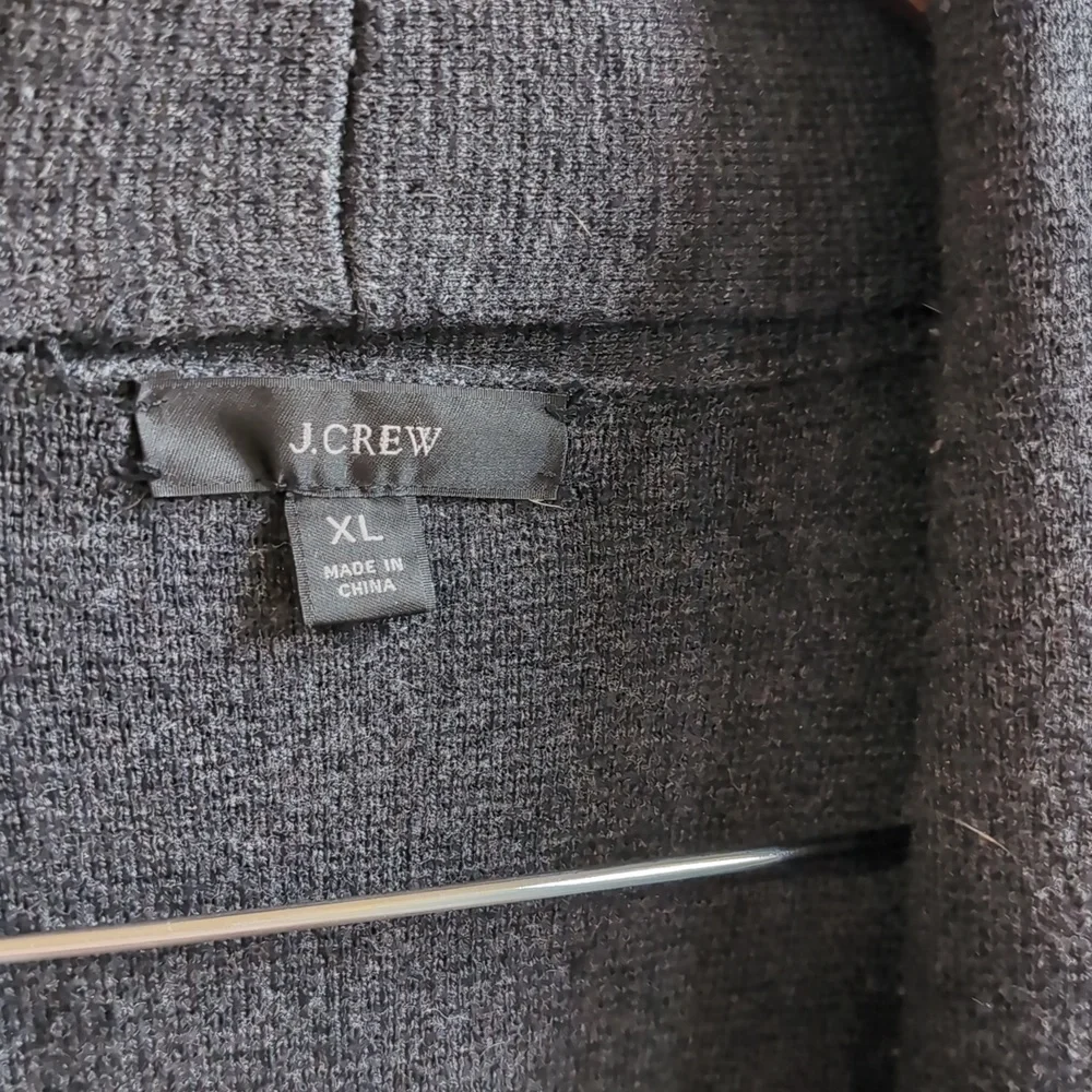 J Crew Dark Grey Merino Wool Cotton Blend Heavy Open Front Cardigan Size XL